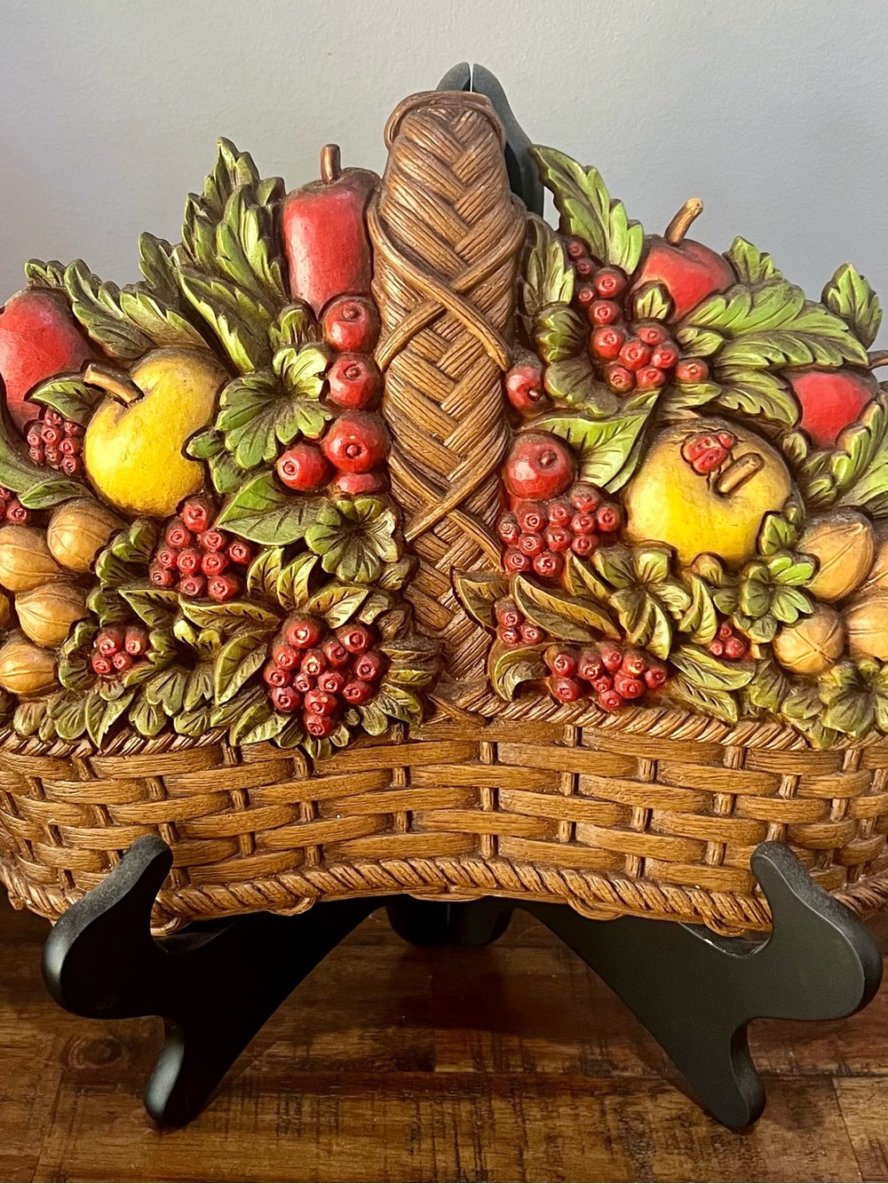 Decorative MCM Fruit Basket Plaque  Wall Accent